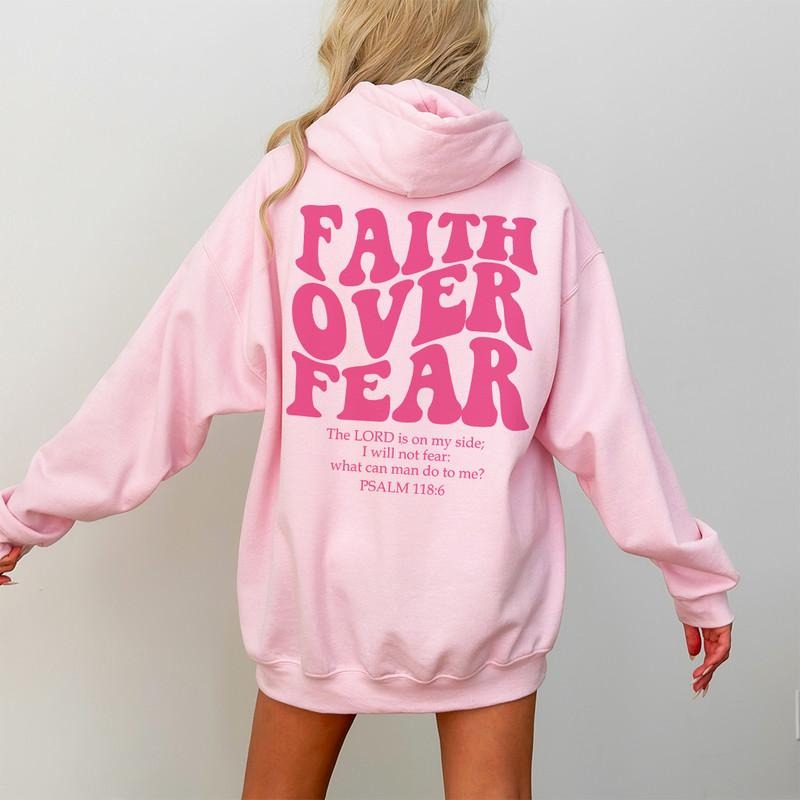 Faith Over Fear Christian Hoodie Bible Verse, Aesthetic Christian Sweatshirts, Jesus Hoodie, Church hoodie, Trendy...