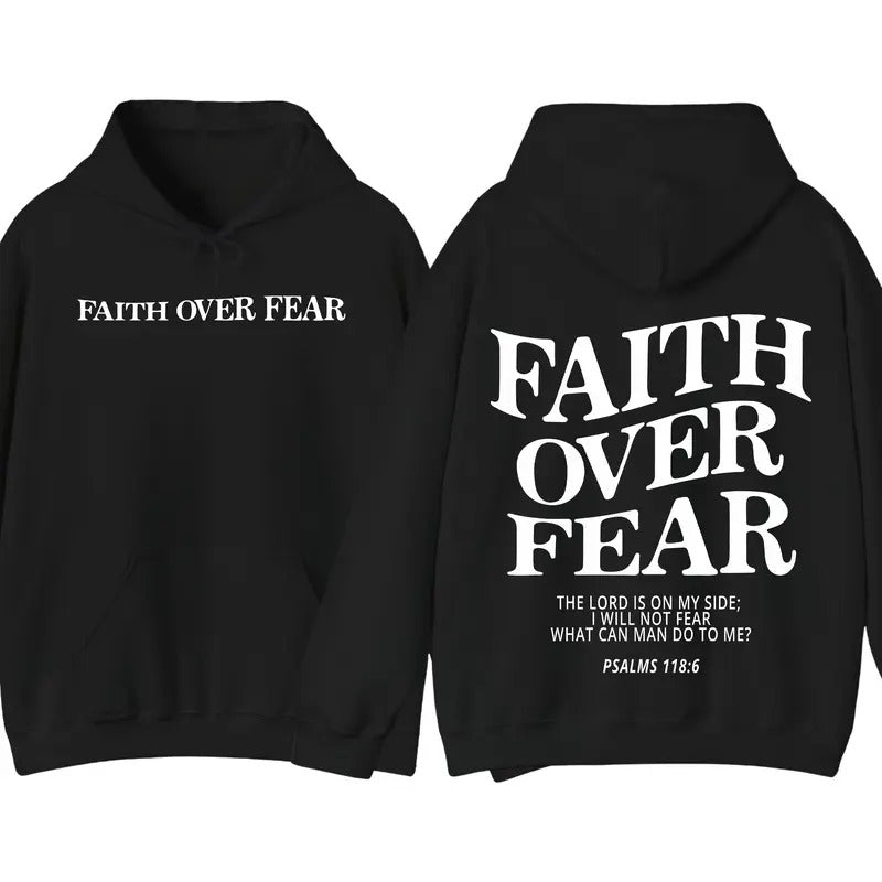 aith Over Fear Hoodie, Sweatshirt & T-Shirt – Christian Menswear with Bible Quote, Classic Cotton Style, Customizable...