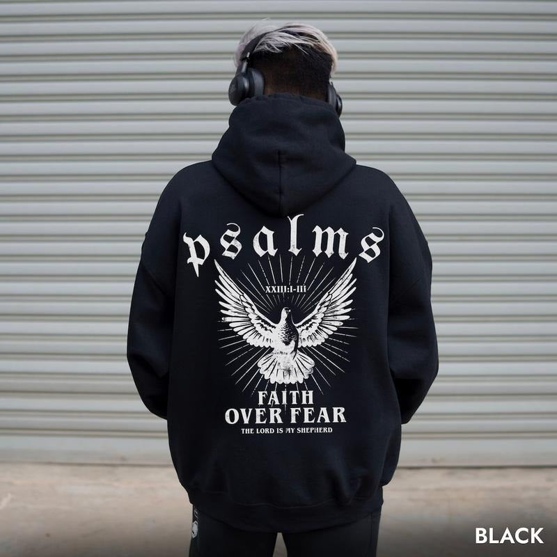 Faith Over Fear Hoodie Bible Verse Hoodie Cotton Menswear T-Shirts, Sweatshirt | RetroVerseTees.com