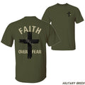 Faith Over Fear T-shirt - Inspirational Christian Design With Bold Cross Graphic Unisex Casual Crew Neck 100% Cotton...
