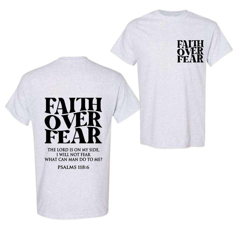 Faith Over Fear Tee , Christian T-, Jesus  , Full Color, Full Size cheap shirts Hoodie, Sweatshirt | RetroVerseTees.com