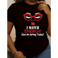 1pc Women'WB shield Cotton Crew Neck T-Shirt with "Swoosh Match Energy" Letter Print - Casual Short Sleeve Top for...