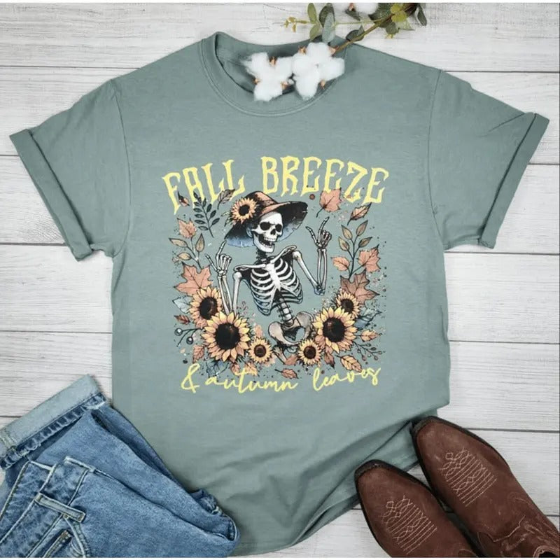 Fall Breeze Autumn Leaves Graphic Tee Hoodie, Sweatshirt | RetroVerseTees.com