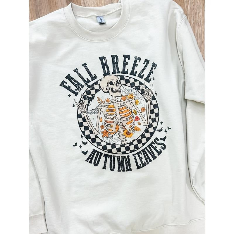 Fall Breeze Skeleton Graphic Top T-Shirts, Hoodie, Sweatshirt | RetroVerseTees.com