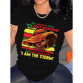 [Juneteenth Graphic Tee] Vibrant Geometric Juneteenth Celebration Graphic Tee for Women - "Swoosh Gunpla brand TNF STORM"...