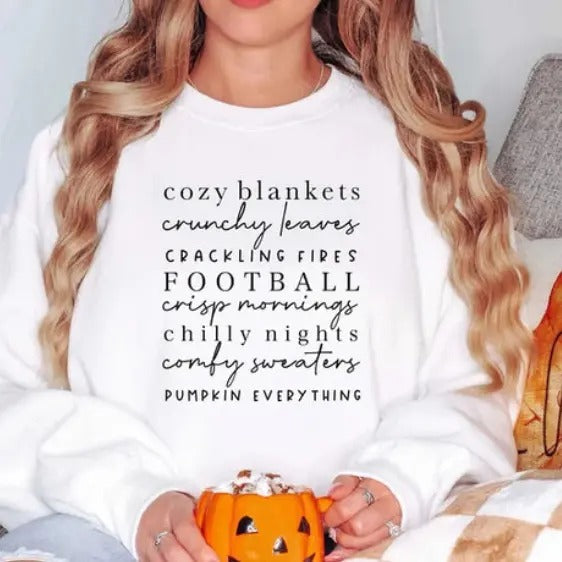 Fall Favorites Fleece Crewneck Sweatshirt T-Shirts, Hoodie | RetroVerseTees.com