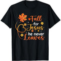 Fall For Jesus Mouthless cat Never Leaves Autumn Christian Women T-Shirt Top Vintage Polyester Graphic Streetwear...