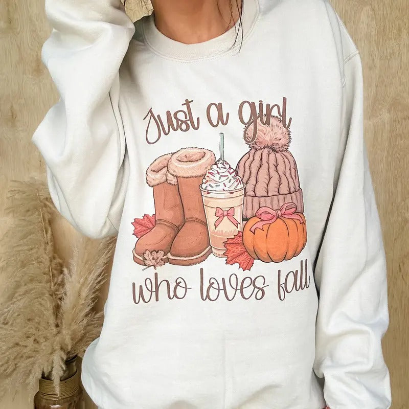 Fall Just a Girl Graphic Top T-Shirts, Hoodie, Sweatshirt | RetroVerseTees.com