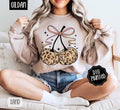 Fall Leopard Cherries Sweatshirt, Trendy Autumn Bow Crewneck T-Shirts, Hoodie | RetroVerseTees.com