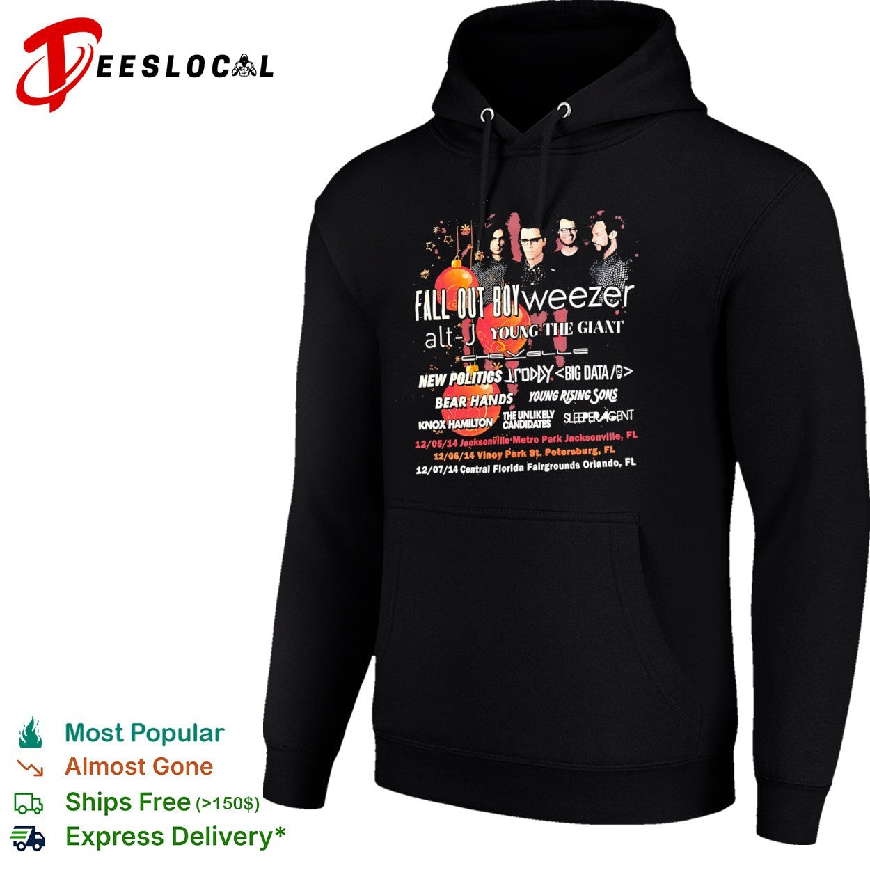 Fall Out Boy and Weezer 2014 Florida Tour Concert Lineup shirt