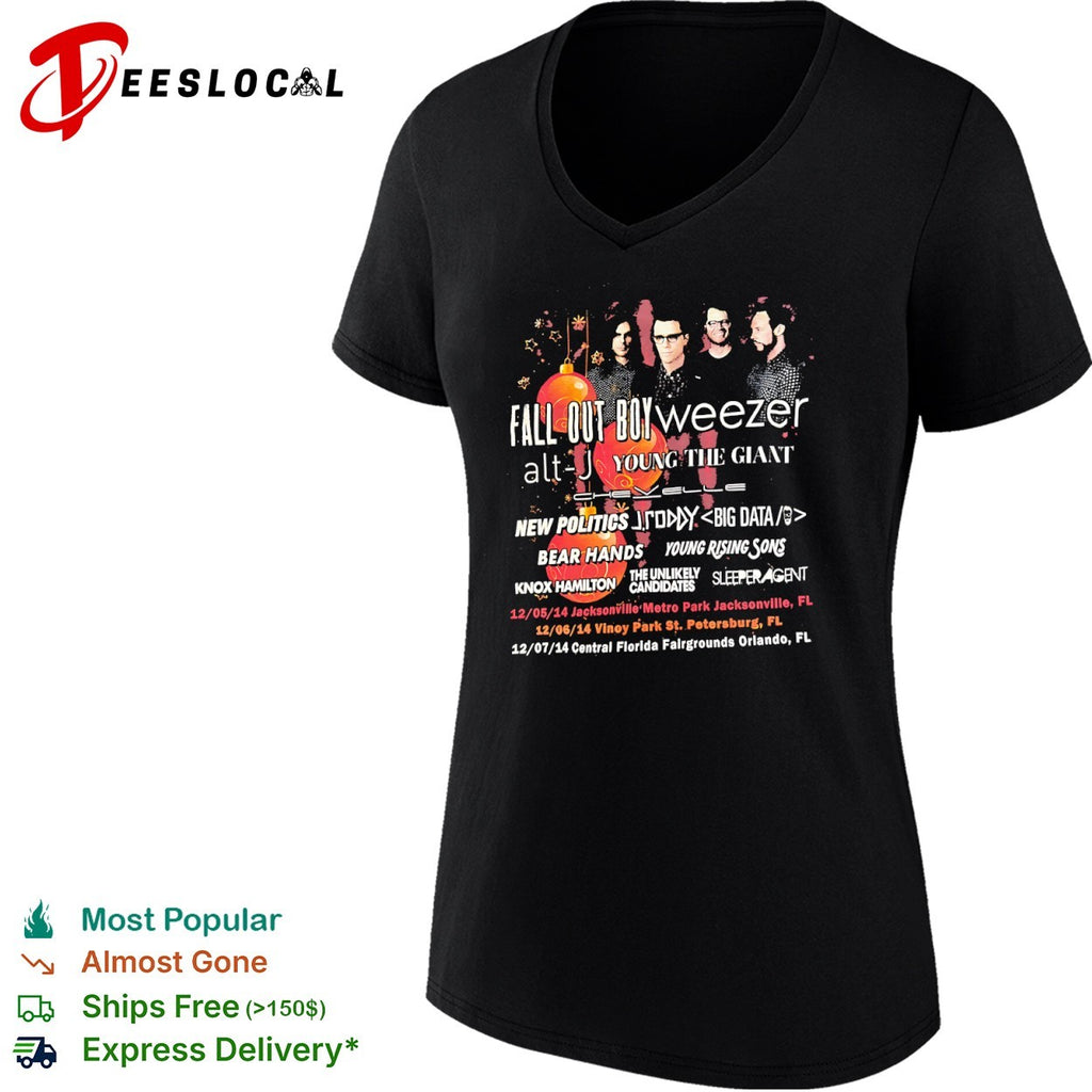 Fall Out Boy and Weezer 2014 Florida Tour Concert Lineup shirt