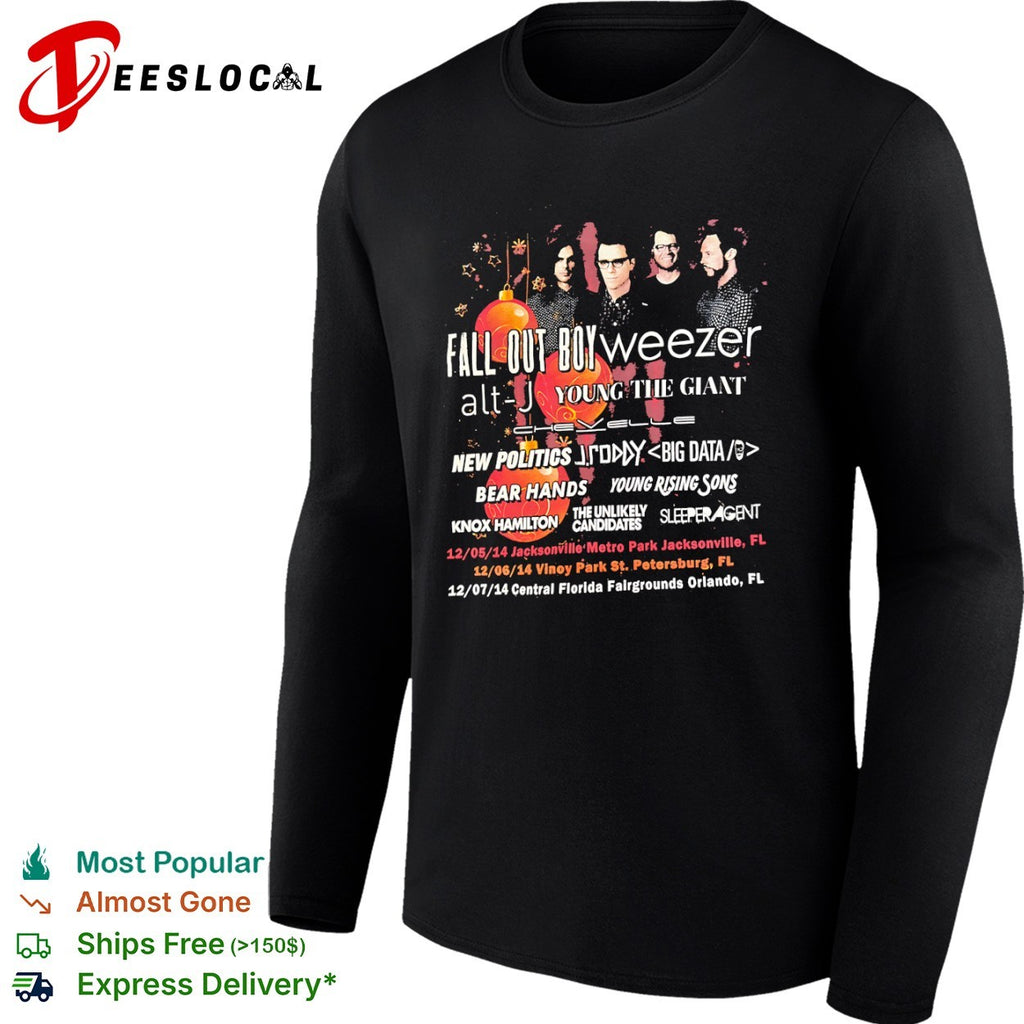Fall Out Boy and Weezer 2014 Florida Tour Concert Lineup shirt