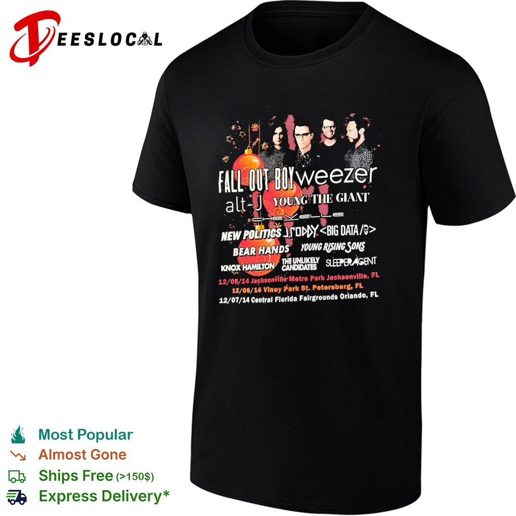 Fall Out Boy and Weezer 2014 Florida Tour Concert Lineup shirt