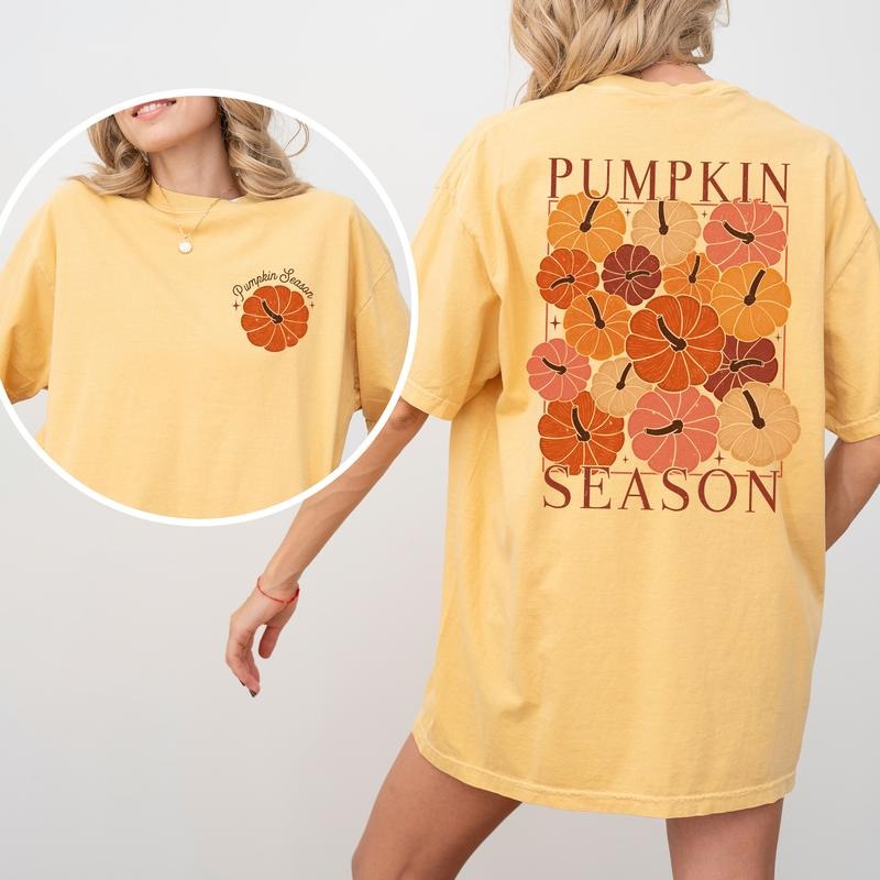 Fall Pumpkin Season 2-Sided Shirt Comfort Colors, Vintage Pumpkin Tees For Women, Pumpkin Mama T-shirt, Autumn Women...