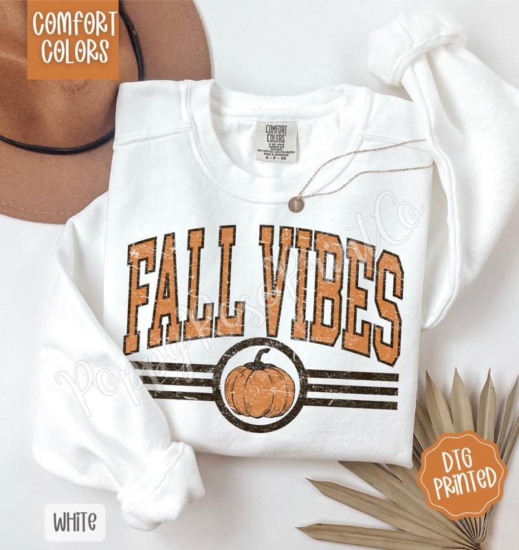 Fall Vibes Comfort Colors Sweatshirt, Trendy Women's Autumn Crewneck T-Shirts, Hoodie | RetroVerseTees.com