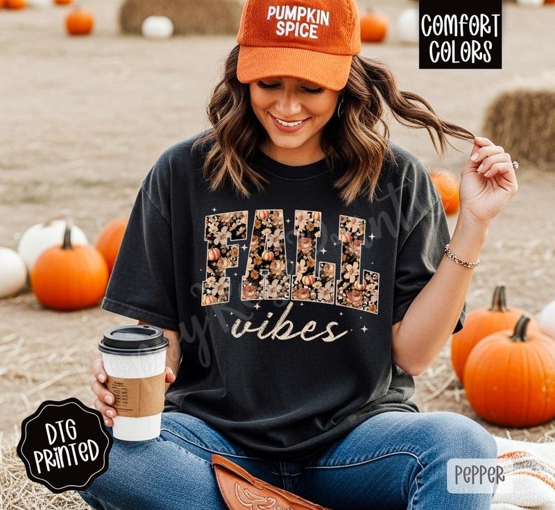 Fall Vibes Comfort Colors, Trendy Women's Autumn Tshirt Hoodie, Sweatshirt | RetroVerseTees.com