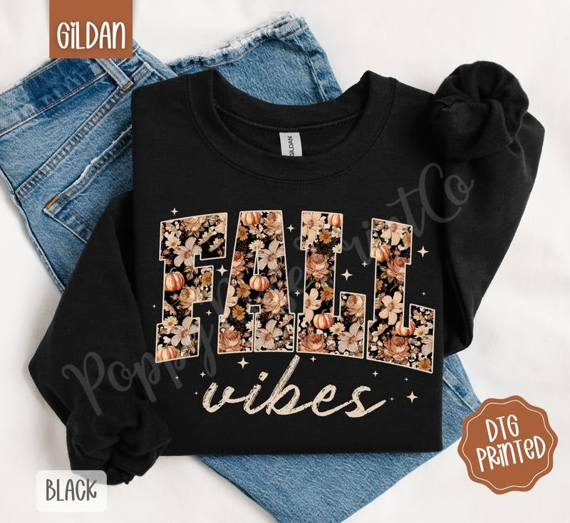 Fall Vibes Sweatshirt, Trendy Women's Autumn Crewneck T-Shirts, Hoodie | RetroVerseTees.com