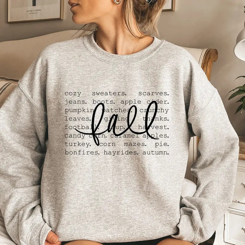 Fall Words Sweatshirt, Fall Sweatshirt for Women, Hello Fall Crewneck, Autumn Sweatshirt, Fall Graphic Hoodie T-Shirts