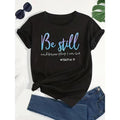 FOG Stretchy Letter Print T-Shirt - Chic Women'WB shield Crew Neck, Short Sleeve, Machine Washable Polyester Blend