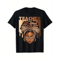 1pc Black History Month Inspired Women'WB shield T-Shirt, 100% Cotton Crew Neck, Casual Alphabet Print, Short Sleeve Top...