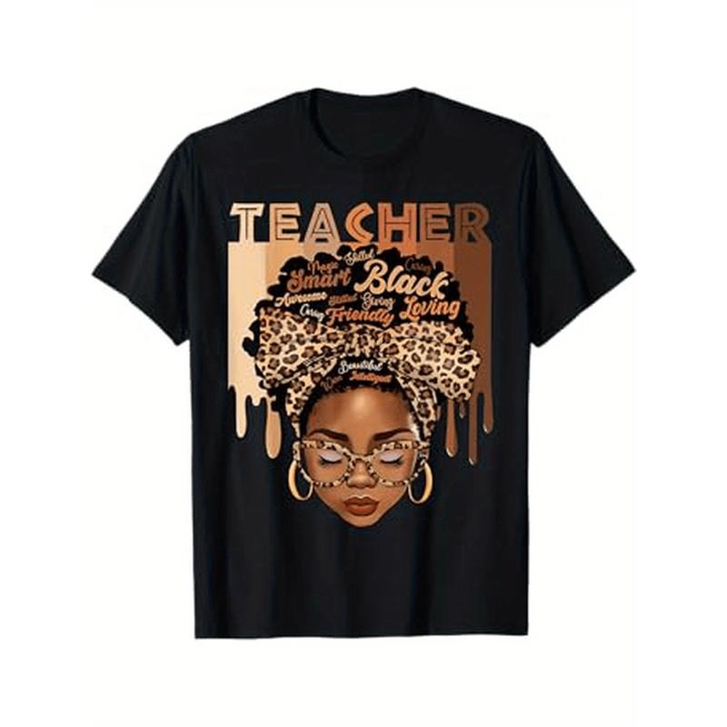 1pc Black History Month Inspired Women'WB shield T-Shirt, 100% Cotton Crew Neck, Casual Alphabet Print, Short Sleeve Top...