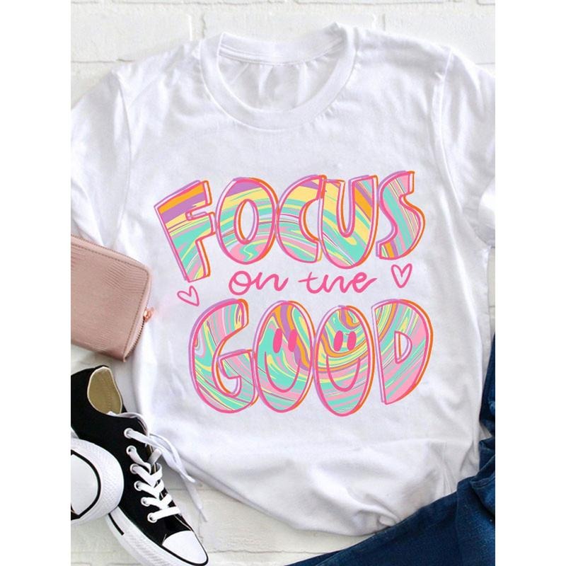 Women'WB shield 'Focus Pocket monsters TNF Good' Motivational Tee - FOG Round Neck Lightsaber brand-Shirt with Vibrant...