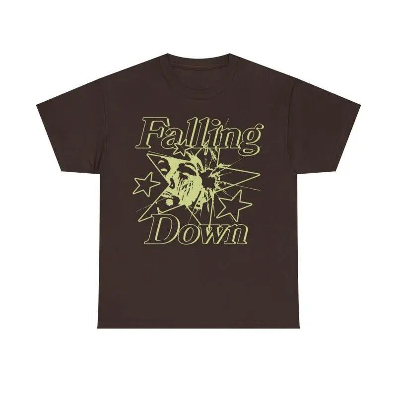 Falling Down Rockstar T-Shirt Y2k 90s Hip-Hop Tee Aesthetic Heavy Cotton Graphic T-Shirt Tshirt Shirt HipHop Rap Tee...