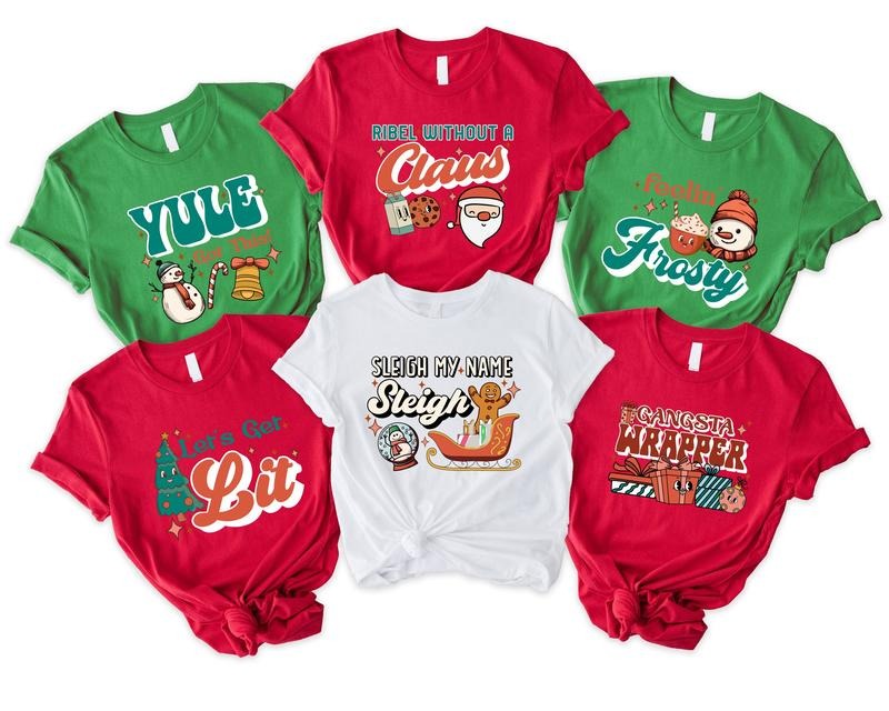 Family Christmas Shirts, Matching Friends X-mas Party Tee, Group Christmas 2023 Gift T-Shirts, Cousin Crew Retro Winter...