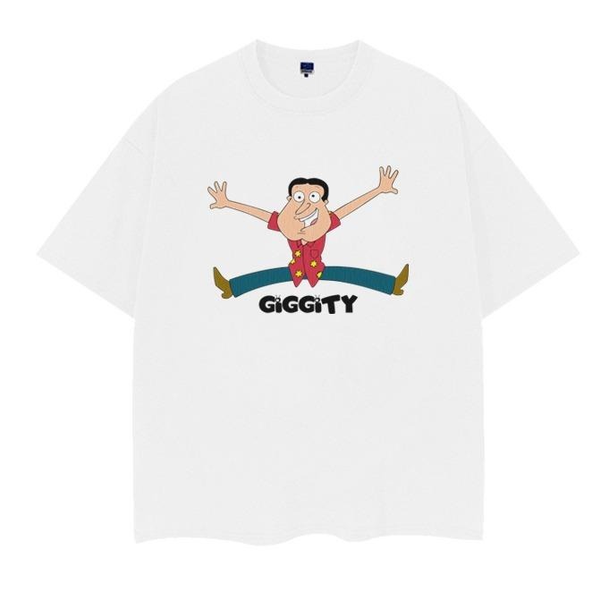 Family Guy "Giggity" Vintage Oversized Tee Anime T-shirt 100% Cotton Original Design Men's Top White Casual Hoodie,...