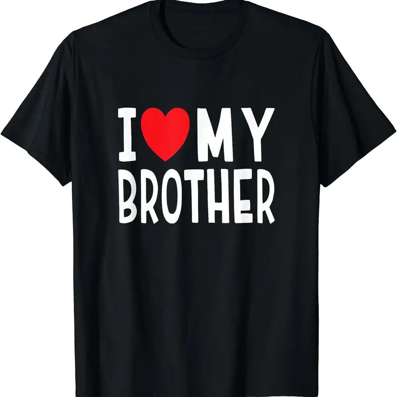 Family Sibling I Love My Brother Heart T-Shirt, Unisex Cotton Tee Gifts Hoodie, Sweatshirt | RetroVerseTees.com
