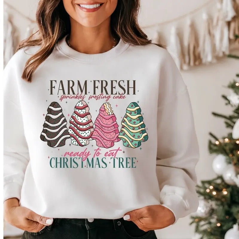 Farm Fresh Cakes Glitter Fleece Crewneck Sweatshirt T-Shirts, Hoodie | RetroVerseTees.com