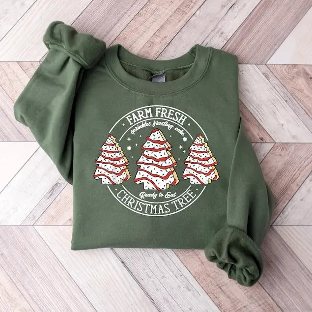Farm Fresh Christmas Tree Shirt, Christmas Tree Cake Shirt, Christmas Cake Hoodie xmas sweater Sweatshirt
