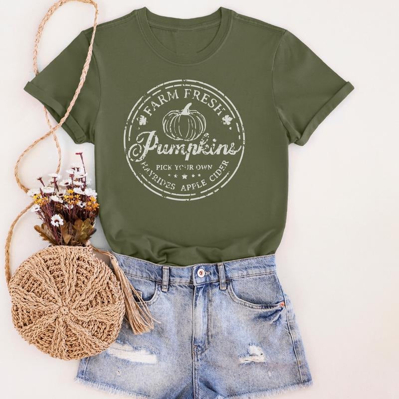 Farm Fresh Pumpkins Graphic Tee Fall Shirt Unisex Fit Hoodie, Sweatshirt | RetroVerseTees.com