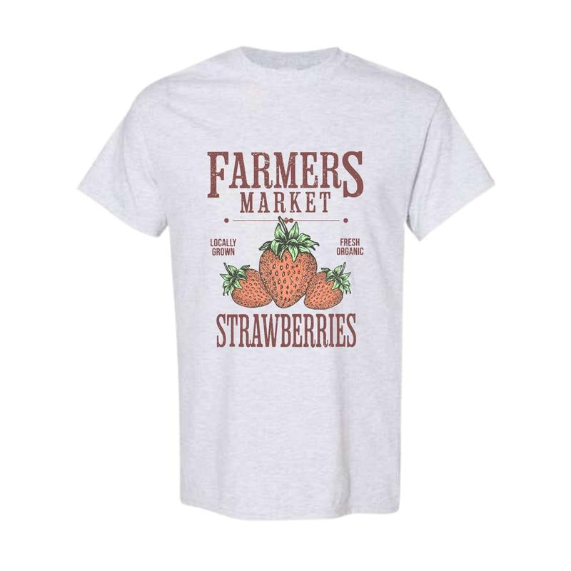 Farmers Market Strawberry T Shirt, Strawberry Lover Gift, Full Color, Full Size Hoodie, Sweatshirt | RetroVerseTees.com