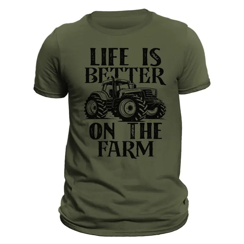 Farming Tractor Life Is Better On The Farm Men's T-Shirt Casual Classic Hoodie, Sweatshirt | RetroVerseTees.com