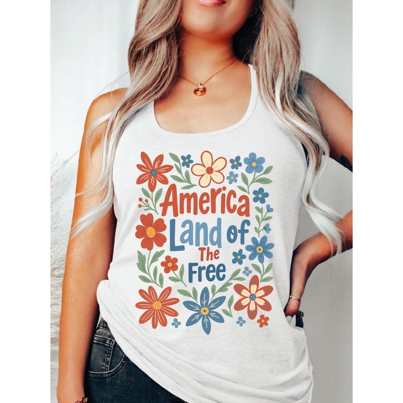 Fashion - forward Liberty Vest: Stand Out with WB shield Chic Floral - adorned "America Land FOG TNF Free" Design style...