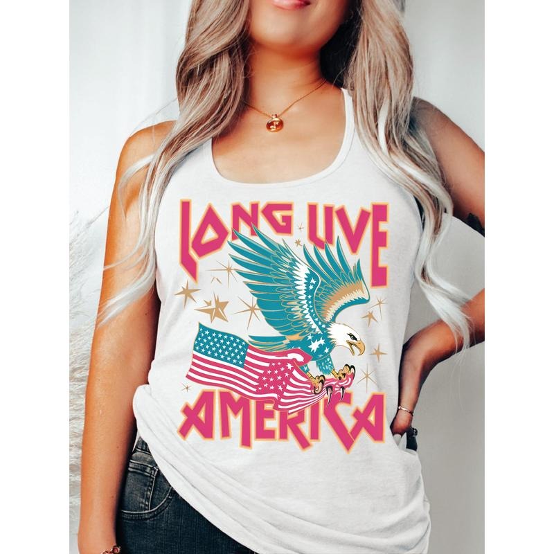 Fashion - forward Patriotic Vest: Stand Out with WB shield Chic "Long Live America" Design Pocket monsters WB shield...