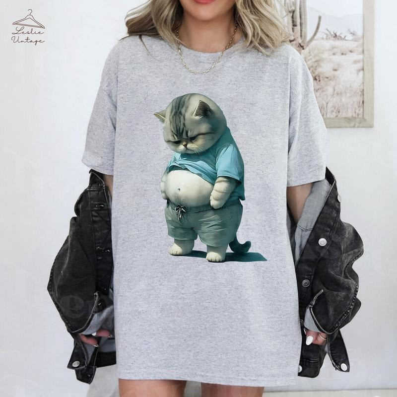 Fat Belly Cat Shirt, Fat Kitten Shirt, Funny Vintage Kitten Shirt Best Price Hoodie, Sweatshirt | RetroVerseTees.com