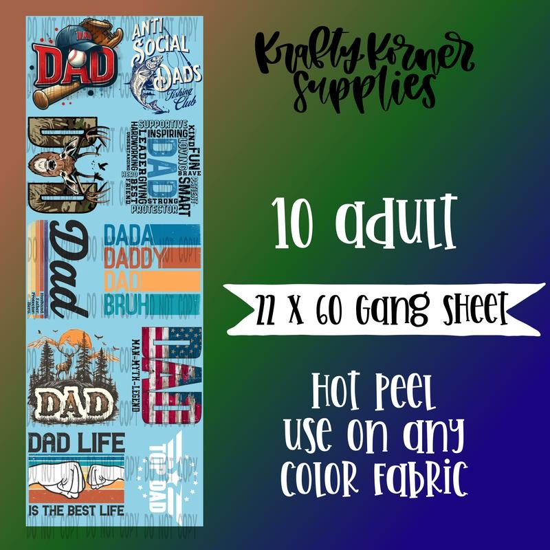Father's Day 2.0  DTF Transfer Gang Sheet, 22 x 60 T-Shirts, Hoodie, Sweatshirt | RetroVerseTees.com