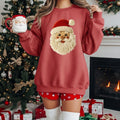 Faux Crochet Santa Sweatshirt Women's Fashion Comfortable Christmas Sweatshirt with Faux Embroidery for Holiday Season...