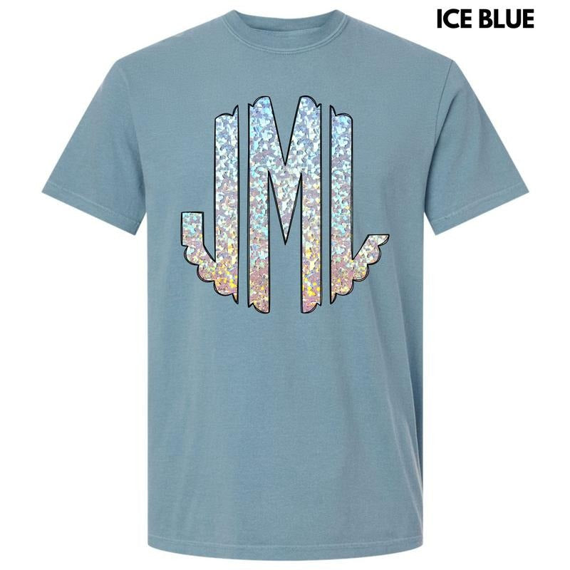 Faux Foil Glitter Monogram Comfort Colors T-Shirt 'NLB' Hoodie, Sweatshirt | RetroVerseTees.com