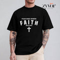 Fear Ends Where Faith Begins Graphic Tee Pure Cotton Casual Street Style Crew Neck Short Sleeve T-Shirt Tops Trendy For...