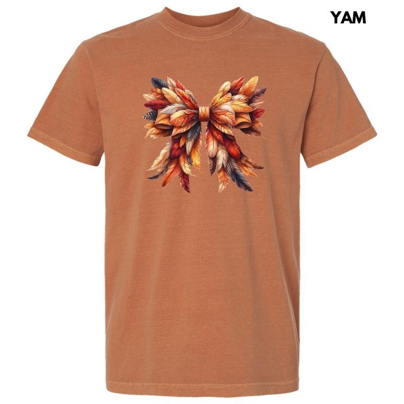 Feather Autumn Bow Comfort Colors T-Shirt 'NLB Hoodie, Sweatshirt | RetroVerseTees.com