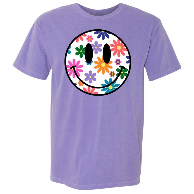 Feeling Floral Happy Face Comfort Colors T-Shirt 'NLB' Hoodie, Sweatshirt | RetroVerseTees.com