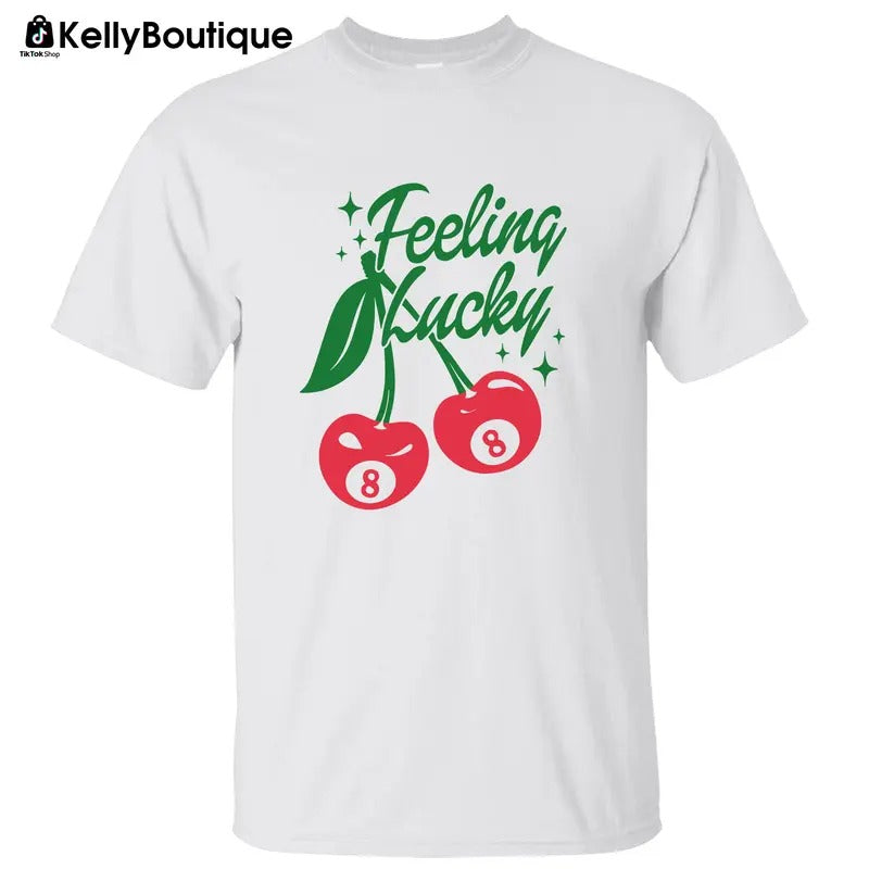 Feeling Lucky Cherries Magic 8 Ball Shirt, Funny St. Patrick Paddy's Day Irish Pride Graphic Printed Unisex Classic...