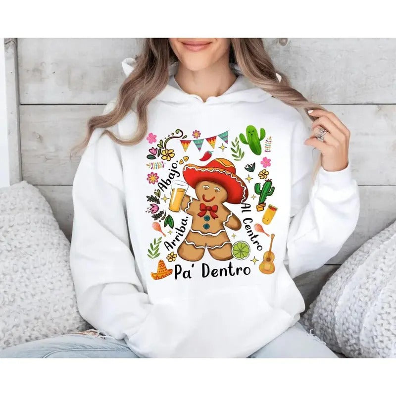 Feliz Navidad Mexican Gingerbread with Sombrero Christmas Shirt, Mexican Christmas Sweatshirt, Happy New Year Hoodie,...