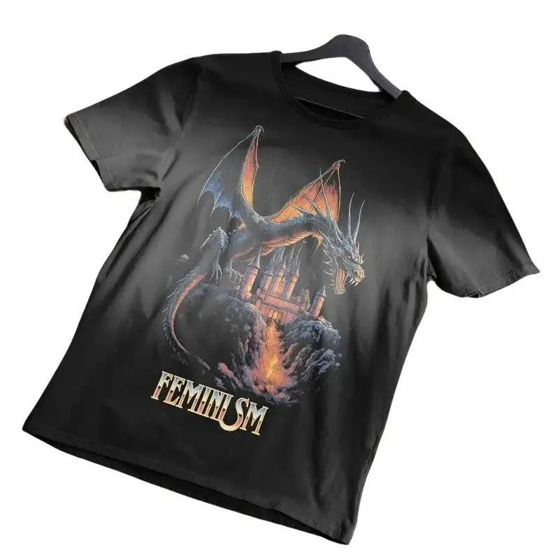 Feminismmm Dragonn Fantasy T-Shirt High Quality Soft Tee-shirt Mens Graphic Tshirt Hoodie, Sweatshirt | RetroVerseTees.com