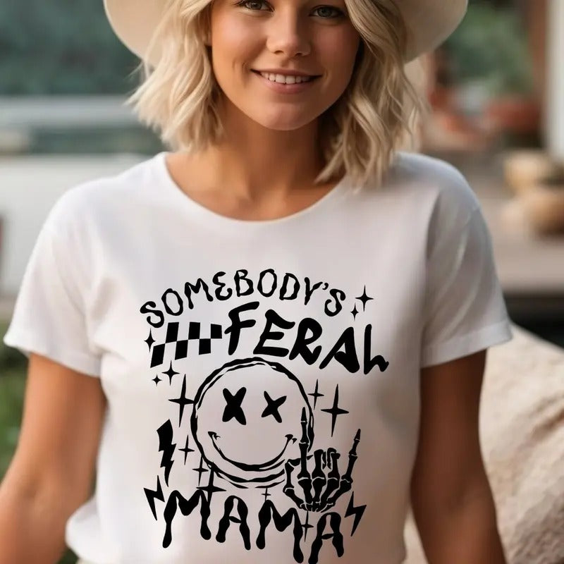 Feral Mama Unisex T-Shirt, Somebody's Feral Mama Shirt Comfort Fabric Hoodie, Sweatshirt | RetroVerseTees.com