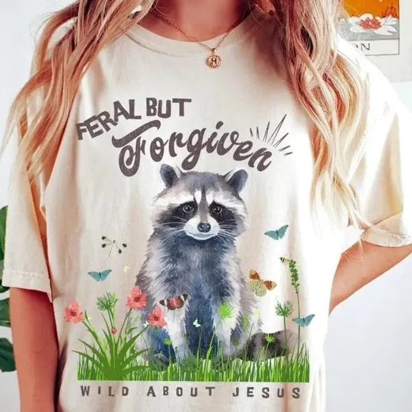 Feral Raccoon Christian DTF Transfers - THIS IS NOT A SHIRT Hoodie, Sweatshirt | RetroVerseTees.com