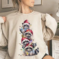 Feral Racoons Christmas Tree Funny Cute Unisex Crewneck Sweatshirt, Feral Girl Merry Christmas Shirt Hoodie